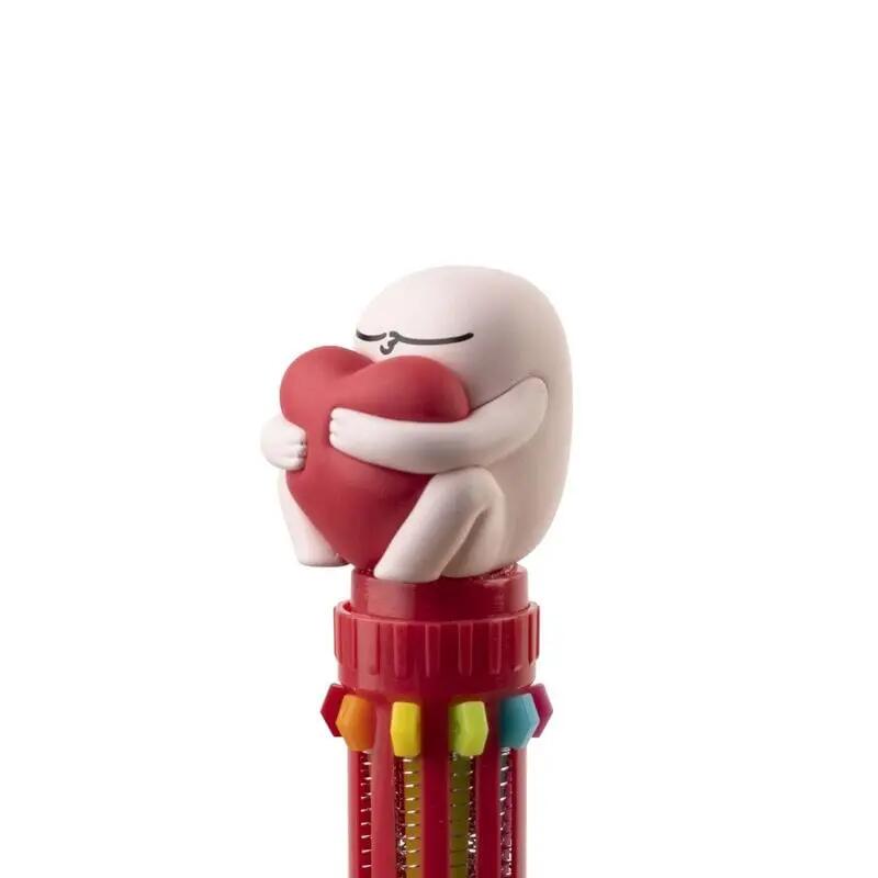 Penna multicolore per bambini Ketnipz, 10 colori con cappuccio in PVC 3D, rossa 4/4