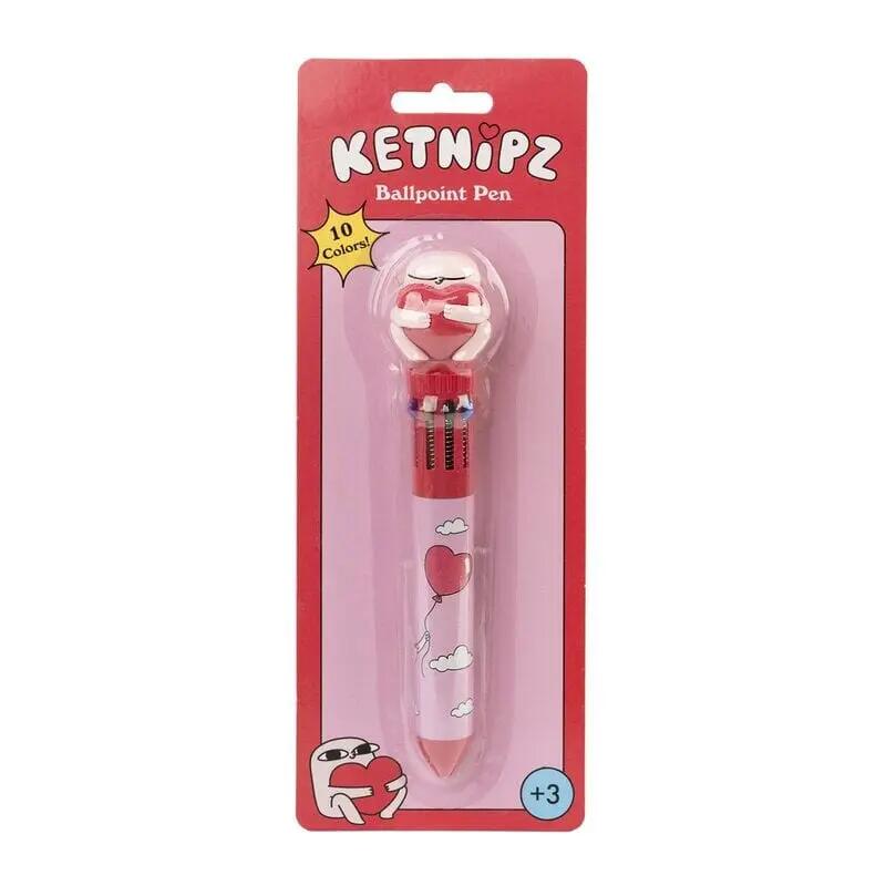 Penna multicolore per bambini Ketnipz, 10 colori con cappuccio in PVC 3D, rossa 3/4