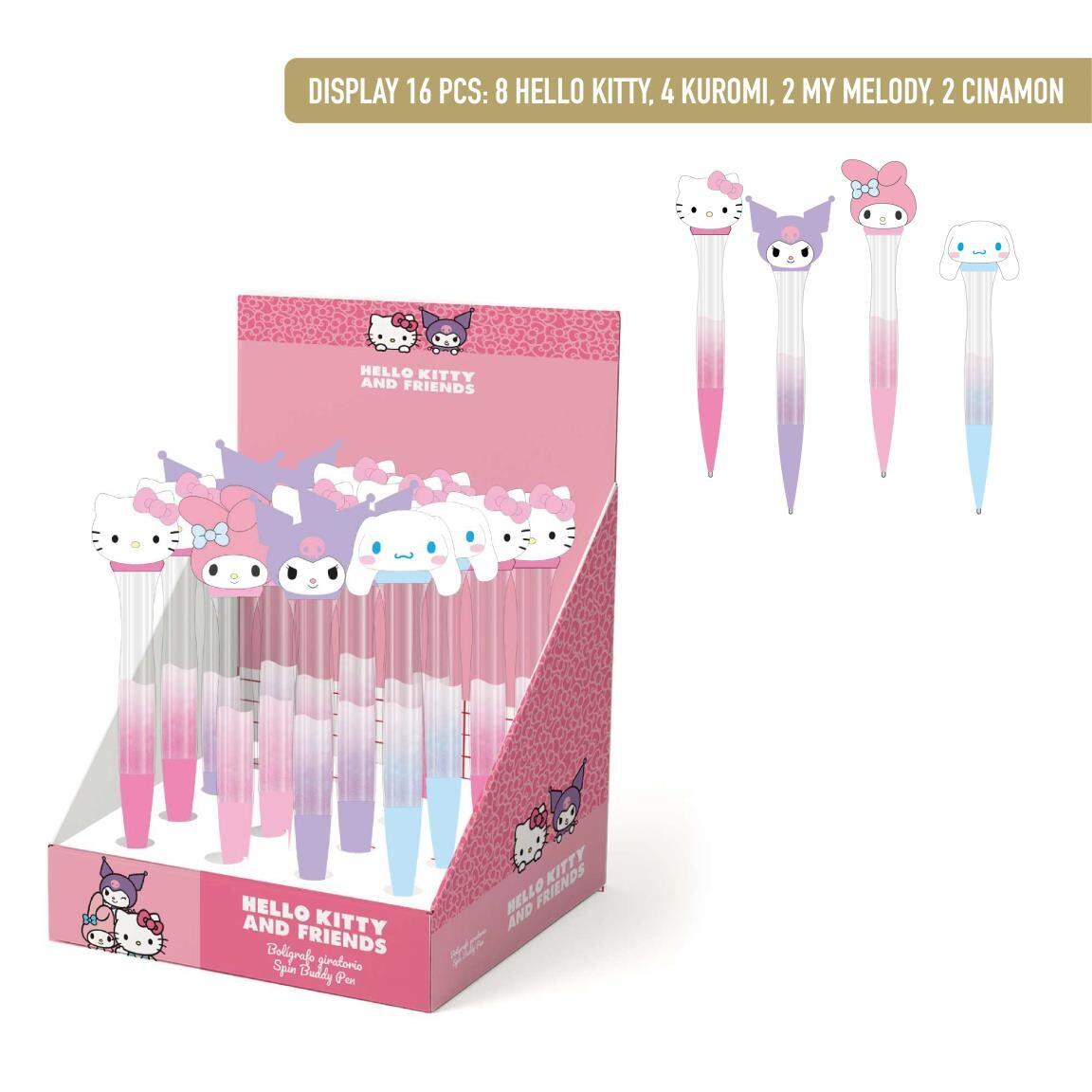 Caneta giratória infantil Hello Kitty com glitter rosa multicolorido 5/5