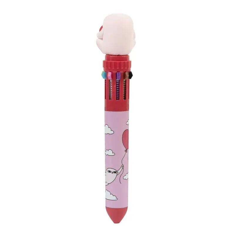 Penna multicolore per bambini Ketnipz, 10 colori con cappuccio in PVC 3D, rossa 2/4