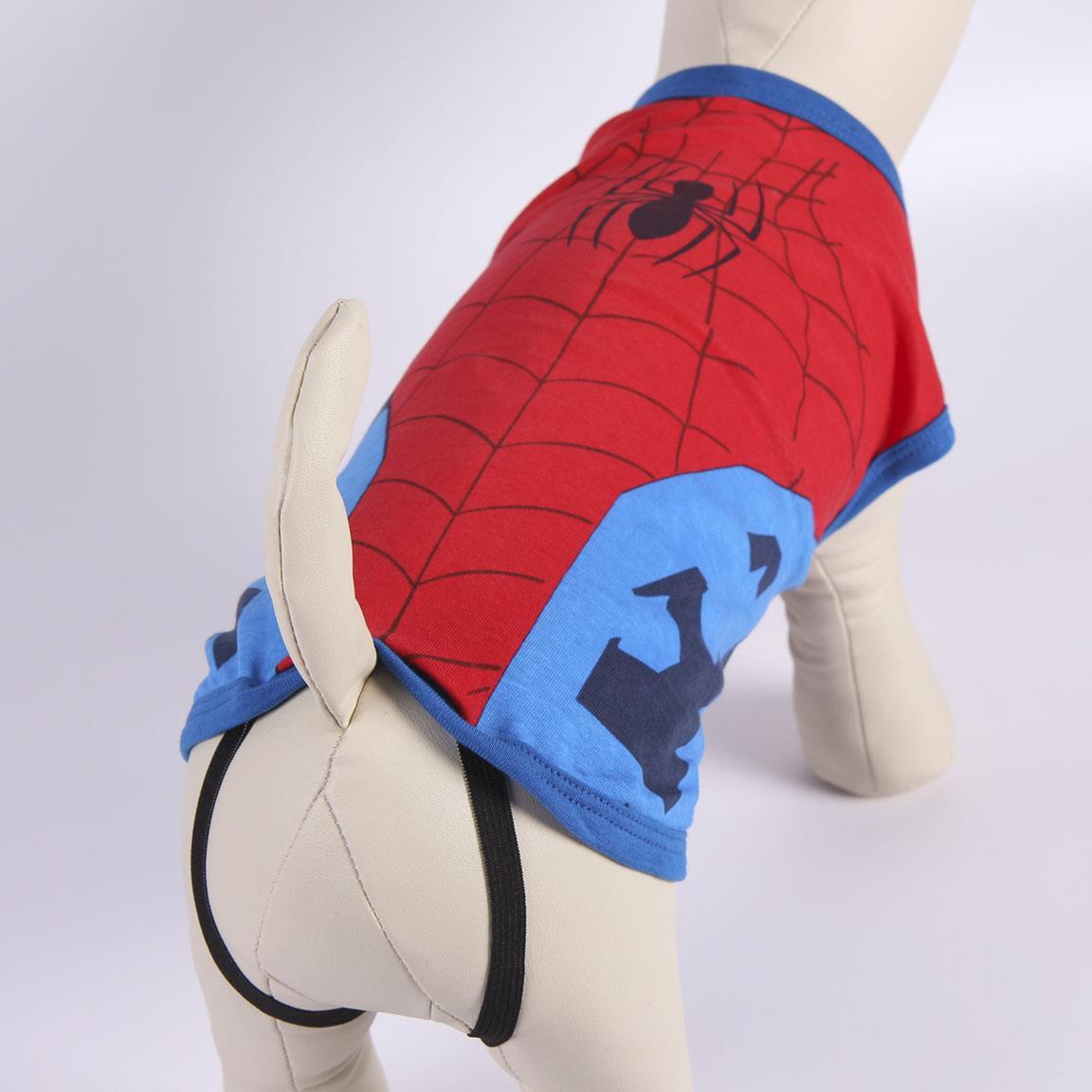 Spiderman-Hunde-T-Shirt, Single-Jersey, weicher Stoff, rot und blau 4/5