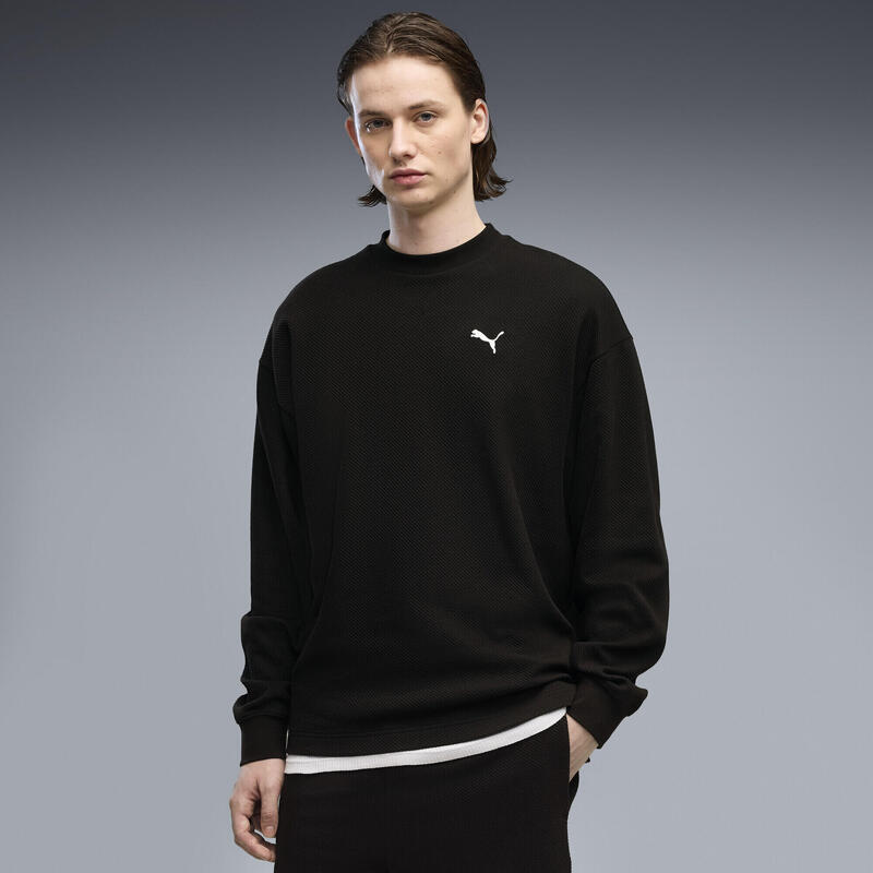 Essentials Elevated Relaxed Material Crew Sweatshirt Bărbați PUMA