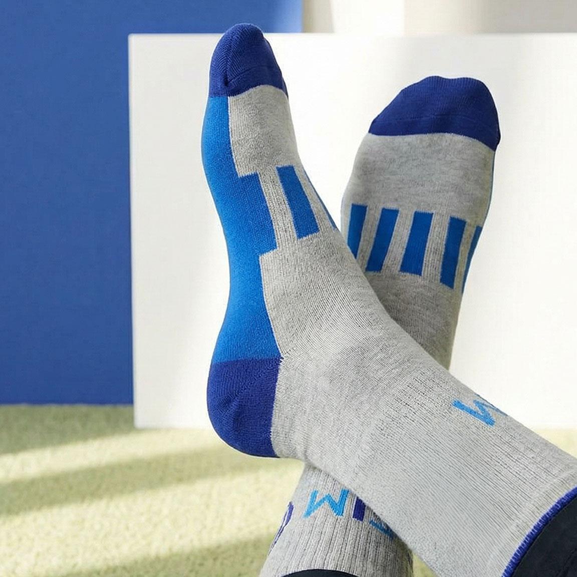 Calcetines Deportivos Infantil Real Madrid de Algodón Suaves Gris y Azul 6/6