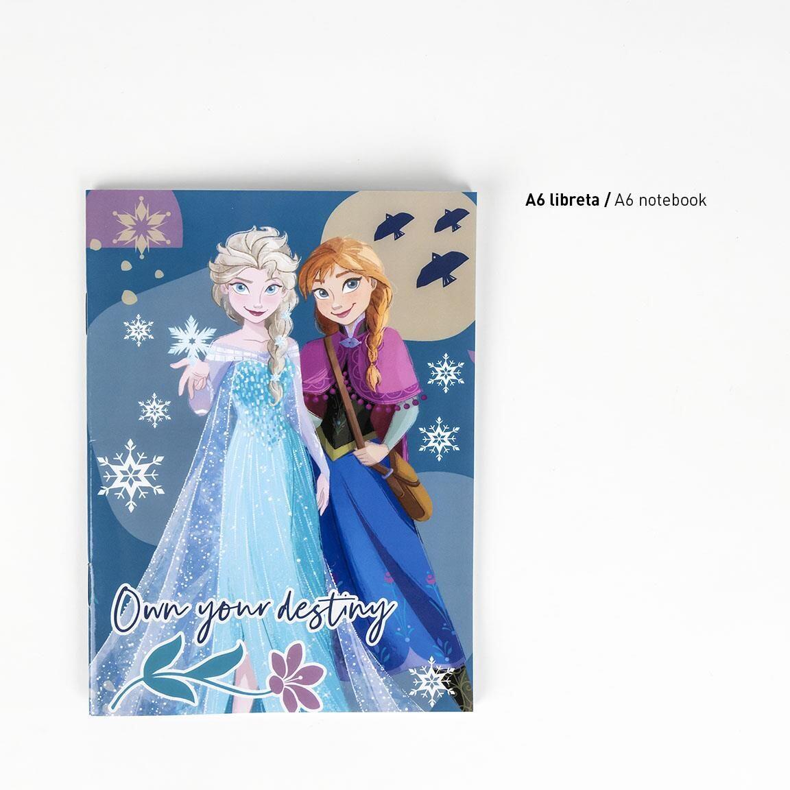 Conjunto de material escolar infantil Frozen com caderno A6 e lápis azuis. 3/3