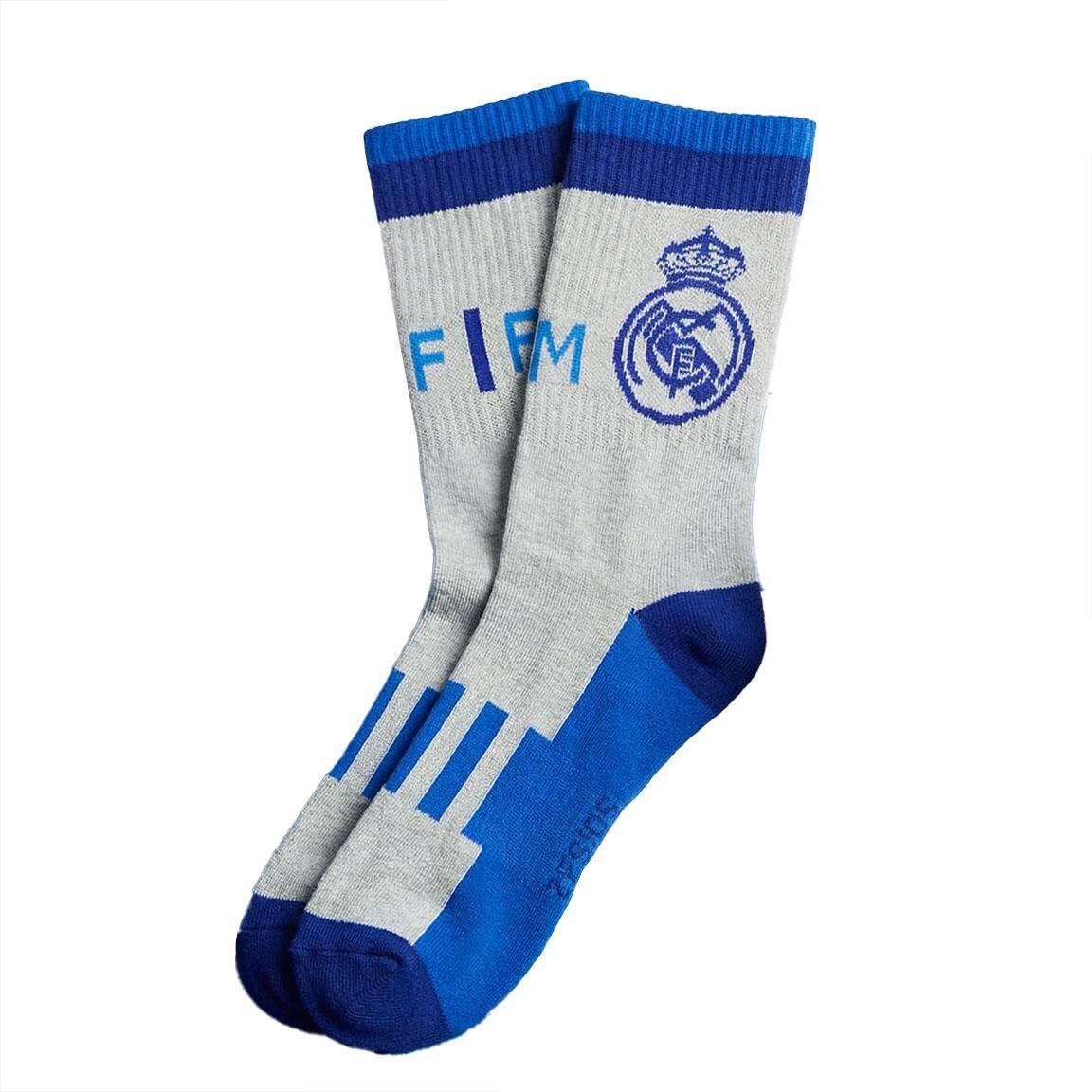 Calcetines Deportivos Infantil Real Madrid de Algodón Suaves Gris y Azul 2/6