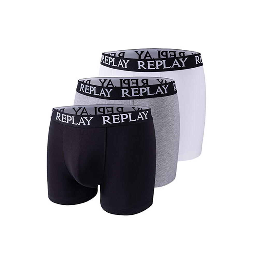 Mens Logo Boxer Shorts (Pack of 3) (Black/Grey Melange/White)