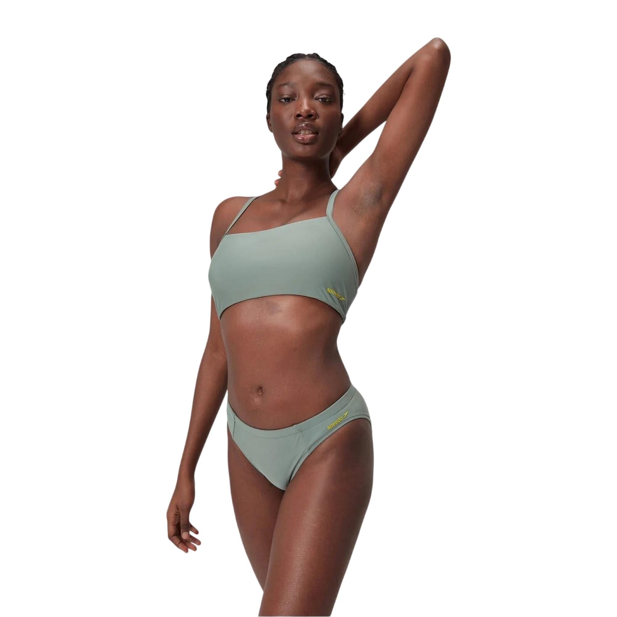 Bas De Maillot De Bain À Taille Haute Motif/style Logo Femme (Vert) 5/5