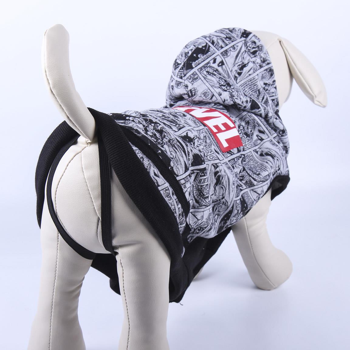 Sweat à capuche Marvel pour chien, gris et noir, pull en maille douce avec 6/6
