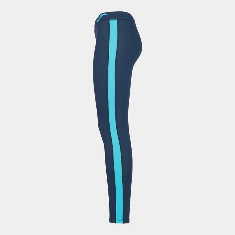 Legging long running Femme Joma Ascona bleu marine turquoise fluo