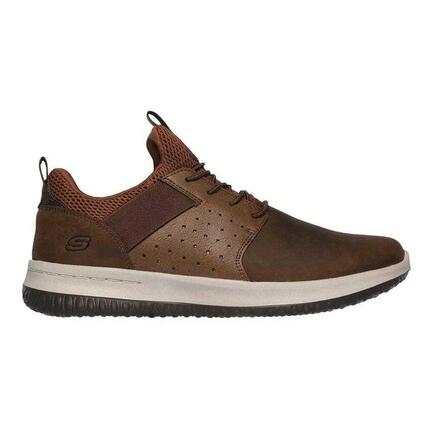 SKECHERS Delson Axton baskets homme, cuir huilé marron et mesh
