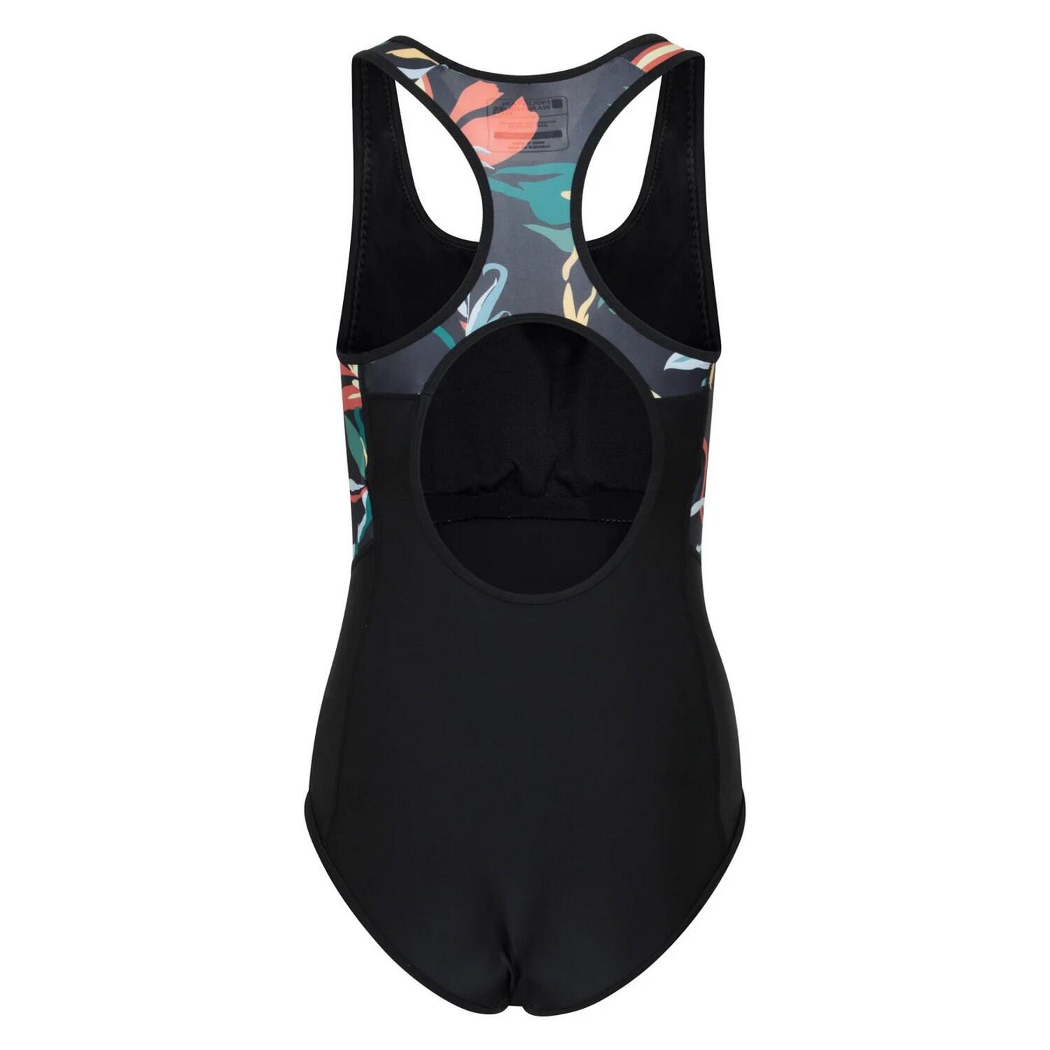 Womens/Ladies Take The Plunge Floral Swimming One Piece Swimsuit (Black) 3/4
