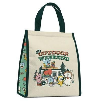 Borsa porta snack per bambini BT21 in poliestere con fodera termica beige