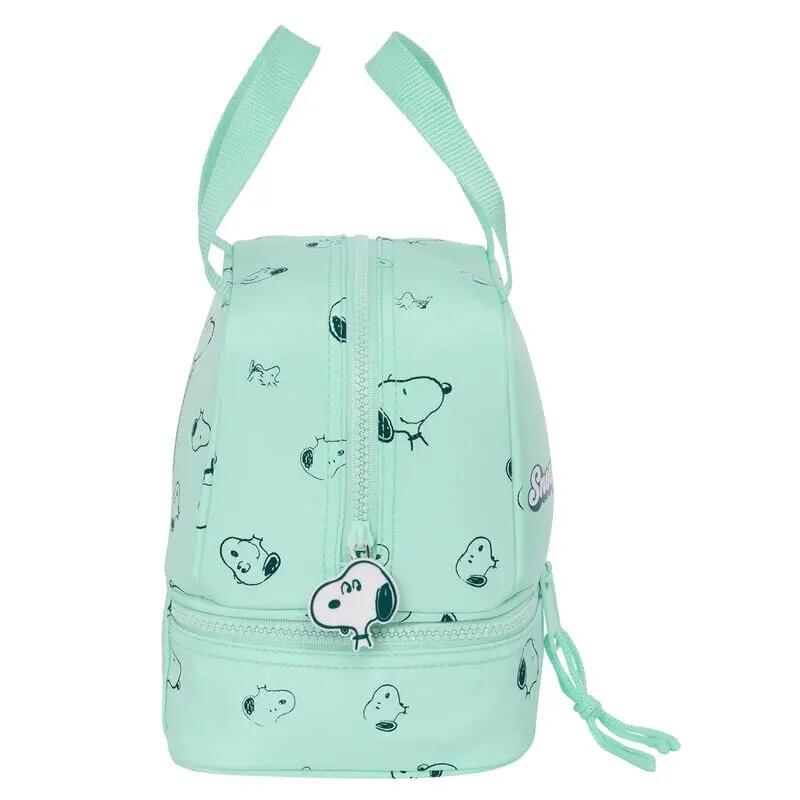 Borsa per il pranzo per bambini Snoopy Groovy con doppio scomparto, verde menta 3/3