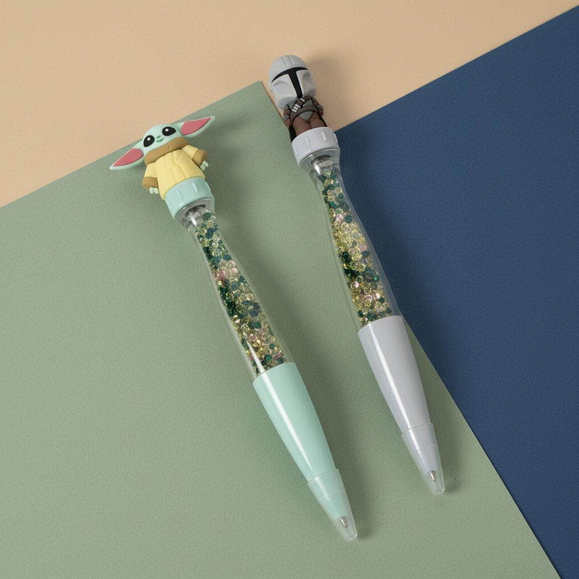 Stylo rotatif pour enfants The Mandalorian avec paillettes vert menthe 5/6