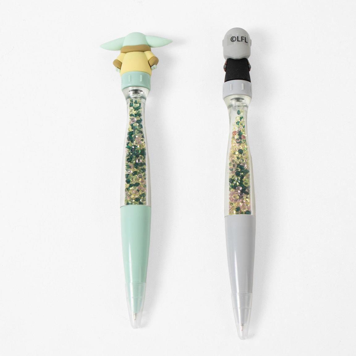 Stylo rotatif pour enfants The Mandalorian avec paillettes vert menthe 2/6