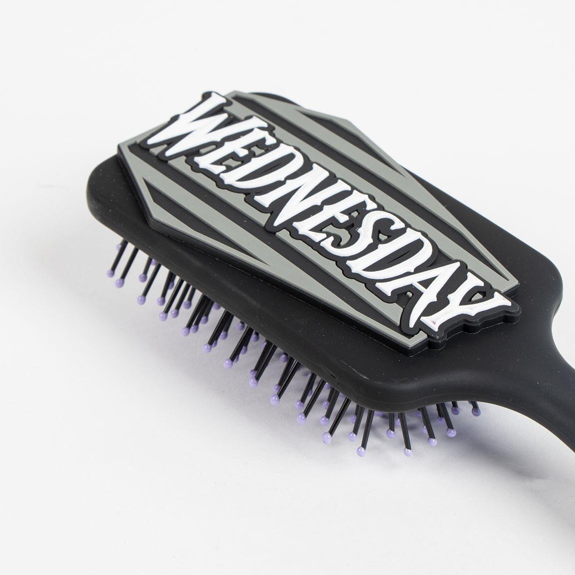 Brosse à cheveux rectangulaire multi-composition pour enfants Wednesday, noire 4/4