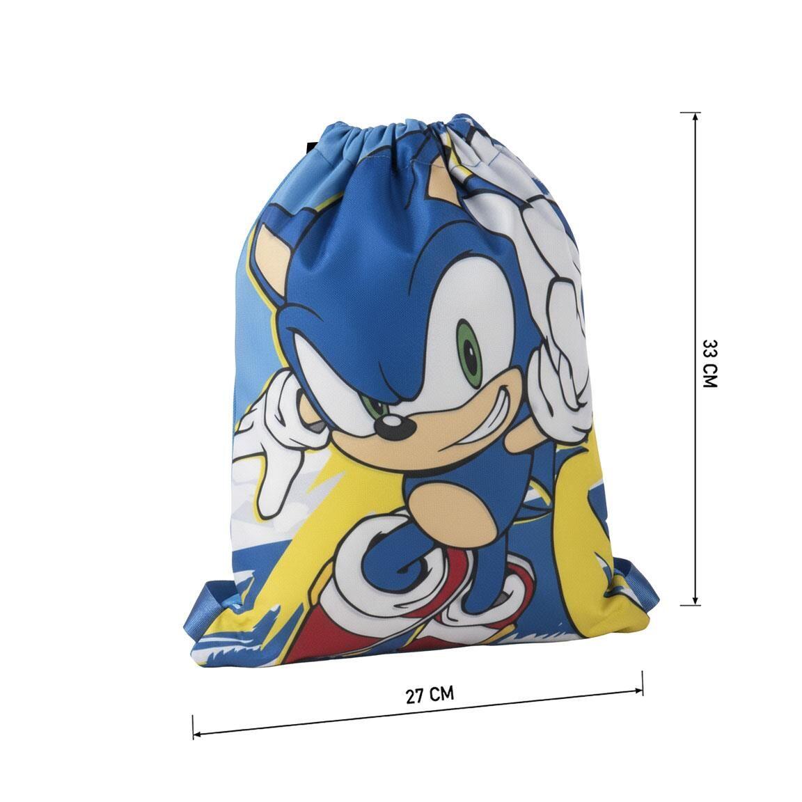 Saco Mochila Infantil Sonic de Poliéster con Cierre de Cordón Azul 6/6