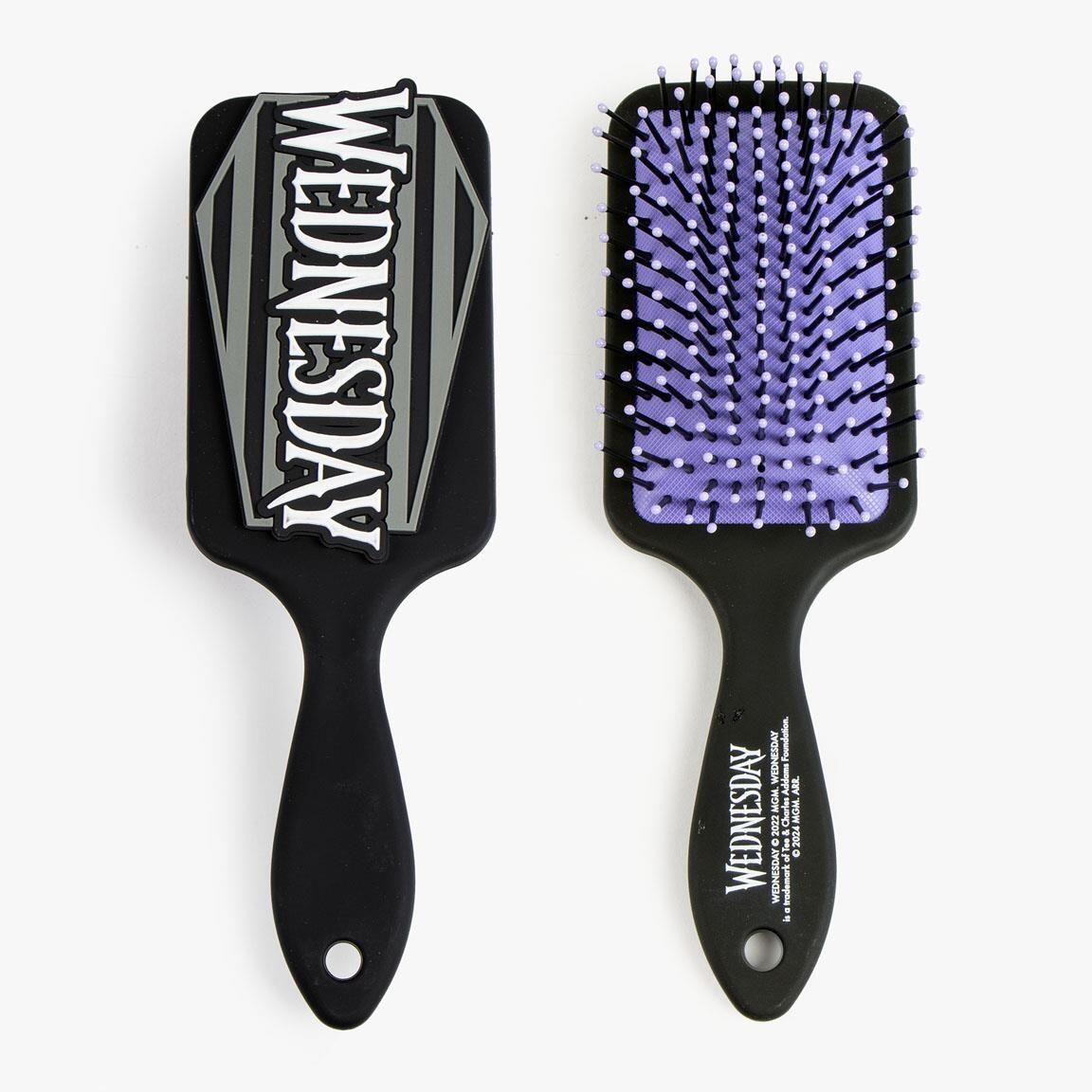 Brosse à cheveux rectangulaire multi-composition pour enfants Wednesday, noire 3/4