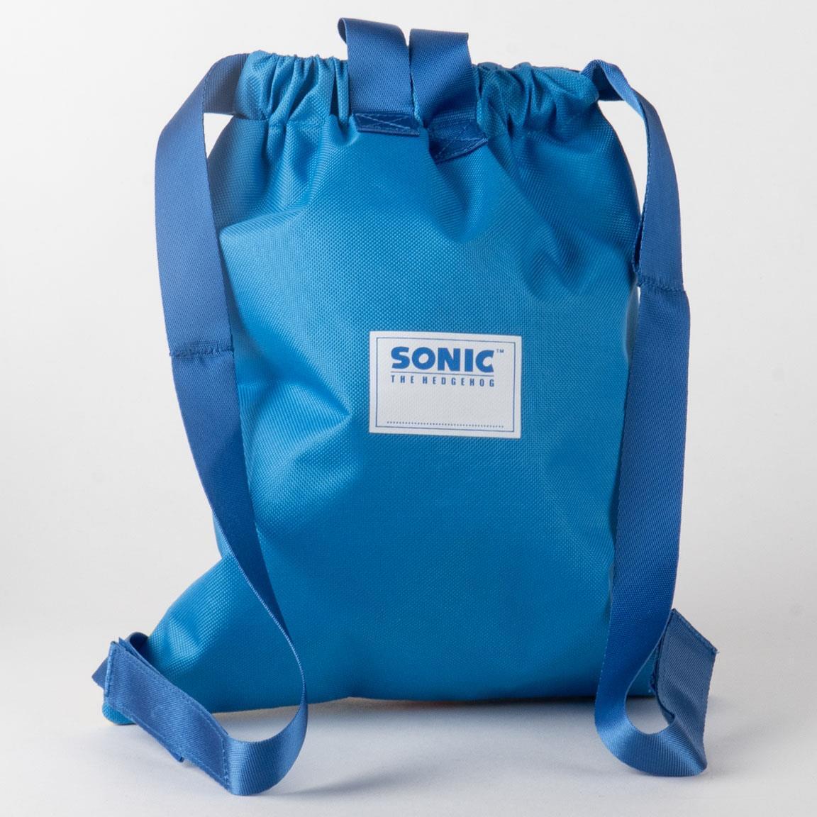 Saco Mochila Infantil Sonic de Poliéster con Cierre de Cordón Azul 2/6