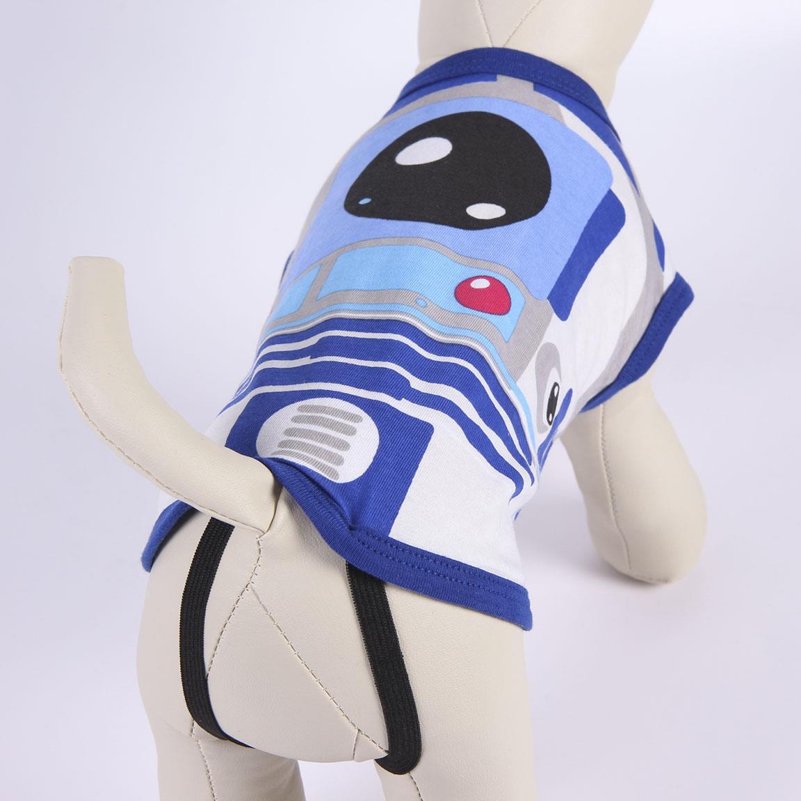 T-shirt Star Wars R2-D2 pour chien, jersey simple, bleu et blanc 4/5