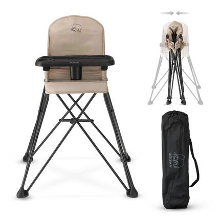 Chaise haute pop-up - Chaise haute pliable - Sac de transport inclus - Nougat