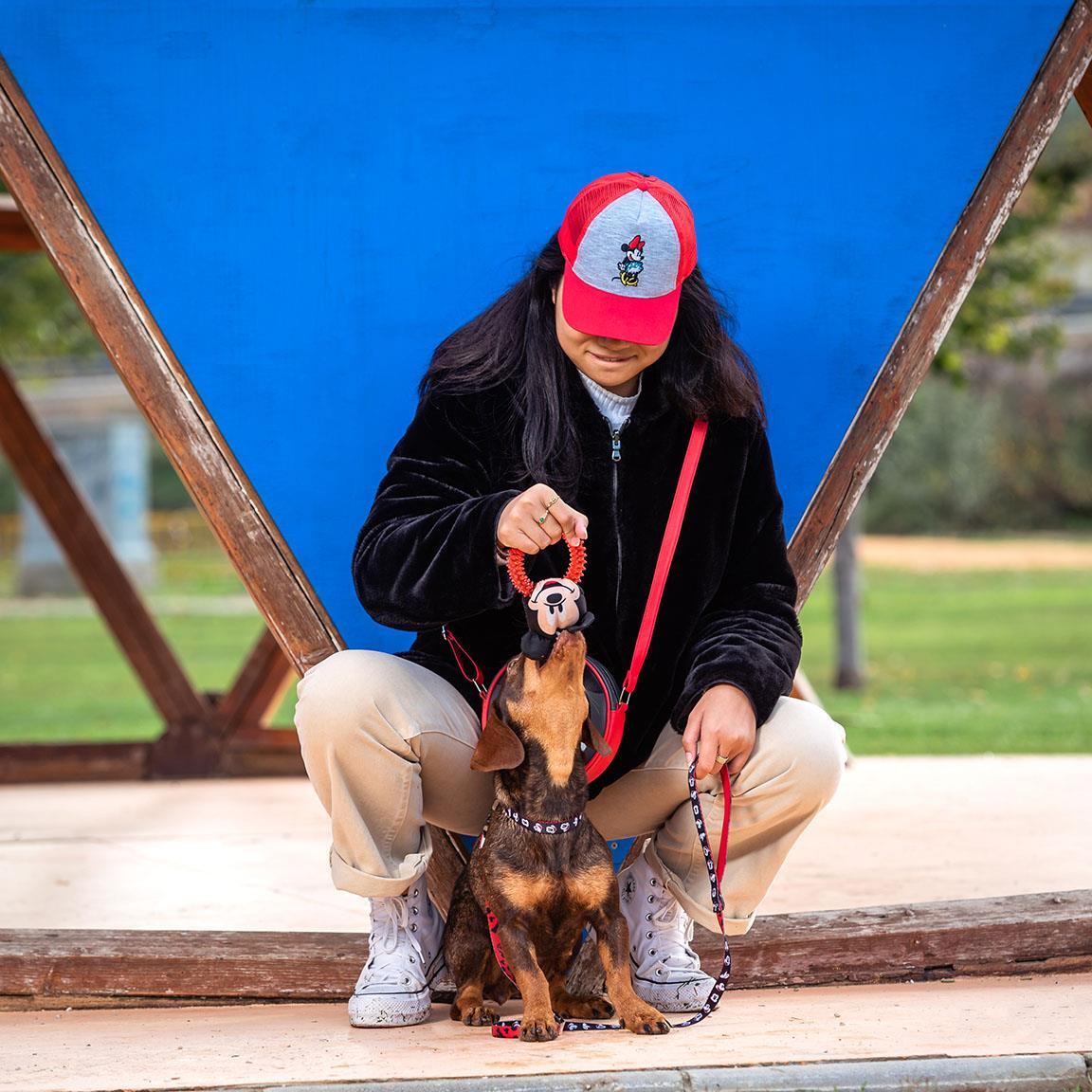 Juguete para Perro Mickey de Cuerda Trenzada, Tejido Suave Rojo y Negro 6/7