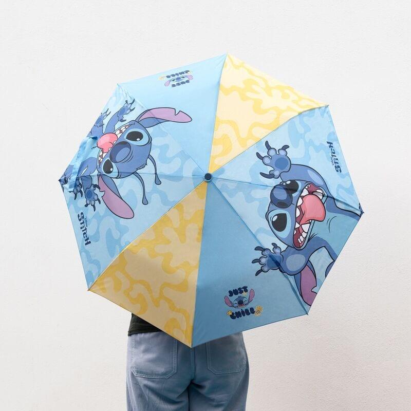 Guarda-chuva dobrável automático Stitch para crianças, feito de poliéster azul 3/3