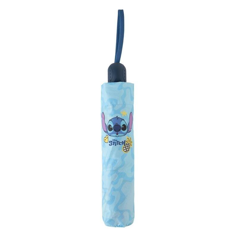 Guarda-chuva dobrável automático Stitch para crianças, feito de poliéster azul 2/3
