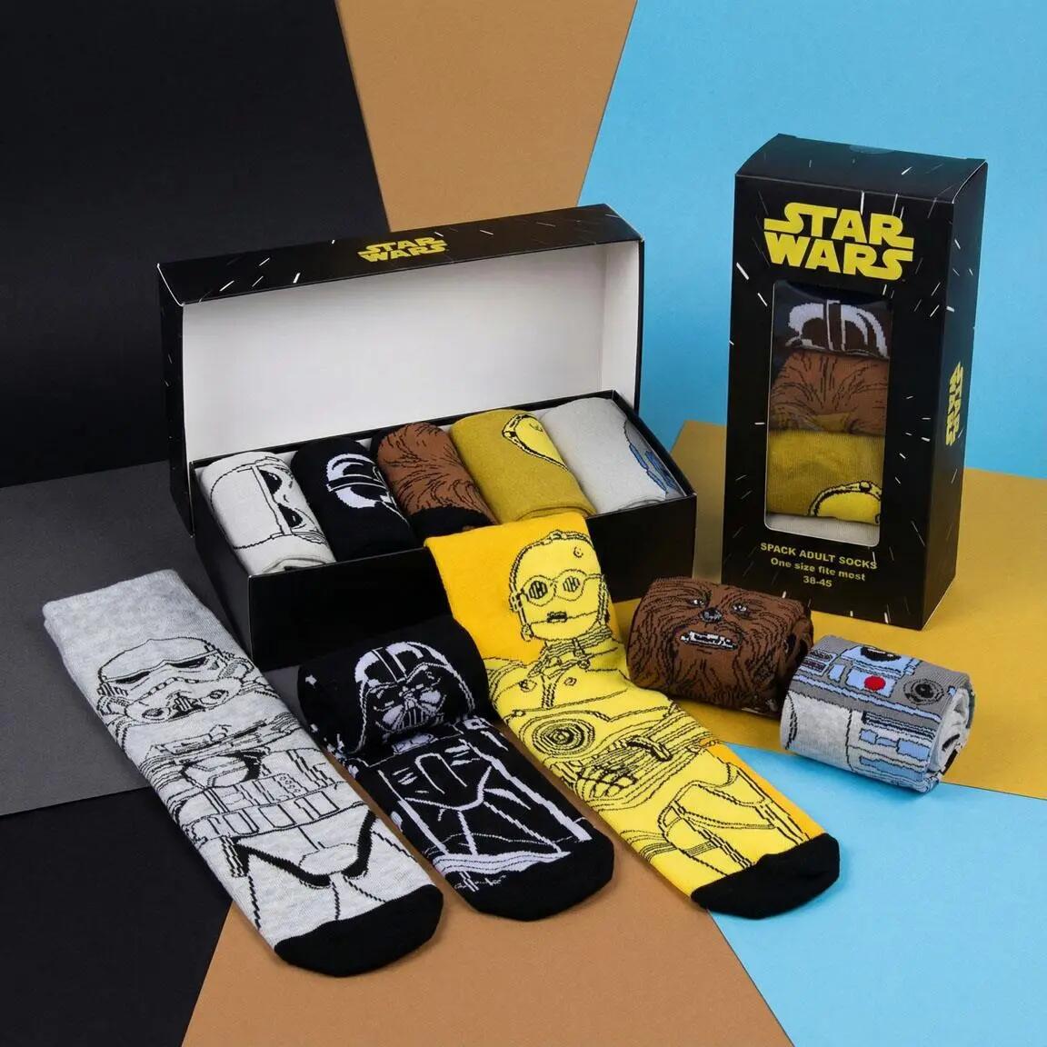 Confezione di calzini da adulto in morbido cotone a tema Star Wars, multicolore 3/7
