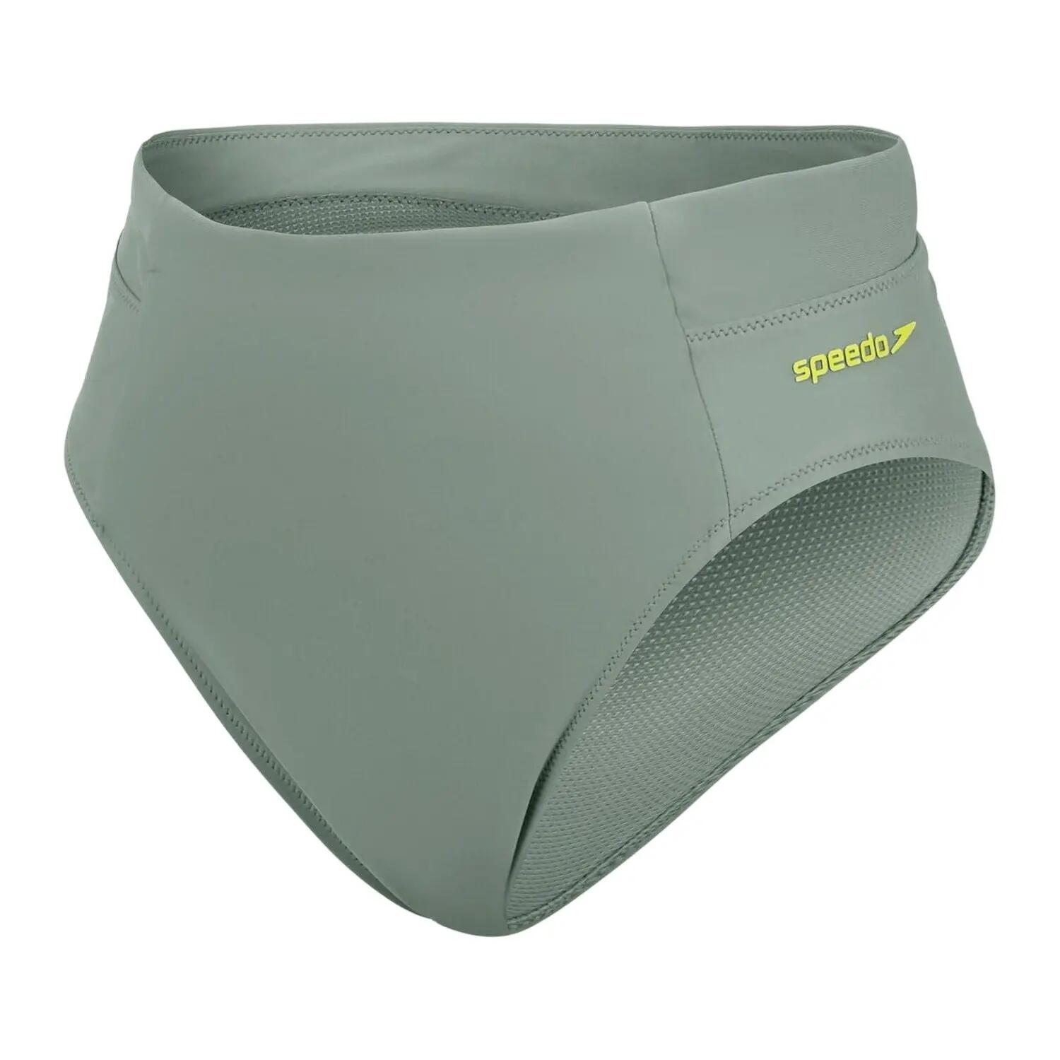 Bas De Maillot De Bain Uni À Taille Haute Femme (Vert) 2/5