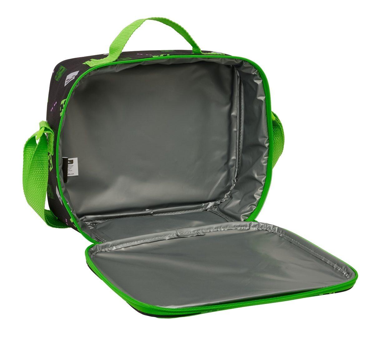 Bolsa Nevera Infantil Minecraft 3D con Bandolera y Forro Térmico Verde 4/4