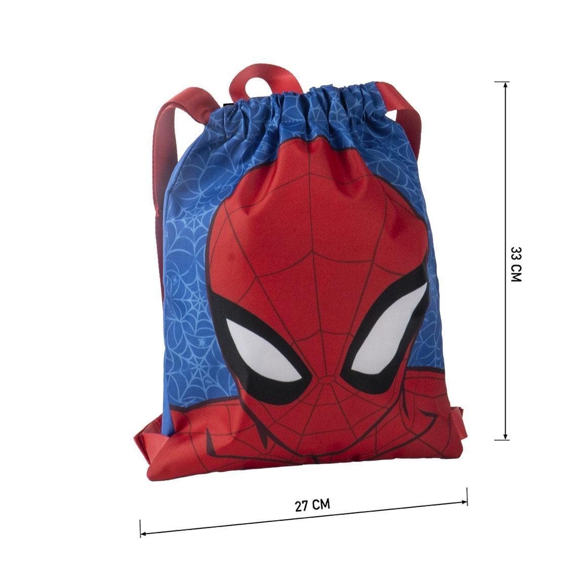 Saquito Escolar Infantil Spiderman de Poliéster con Cierre de Cordón Azul y Rojo 6/6