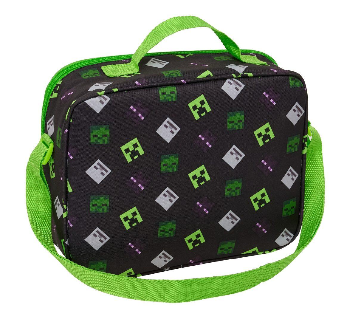 Bolsa Nevera Infantil Minecraft 3D con Bandolera y Forro Térmico Verde 2/4