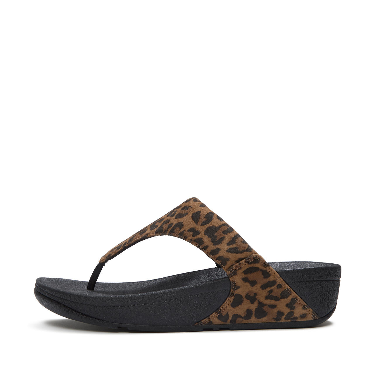 FITFLOP Lulu Suede Leopard Toe-Post Sandals  LICHTBRUIN/ZWART 43 3/7