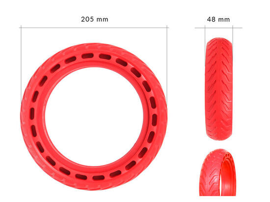 Pneu solide tubeless 8½x2 pour trottinette électrique XIAOMI Motus Rouge