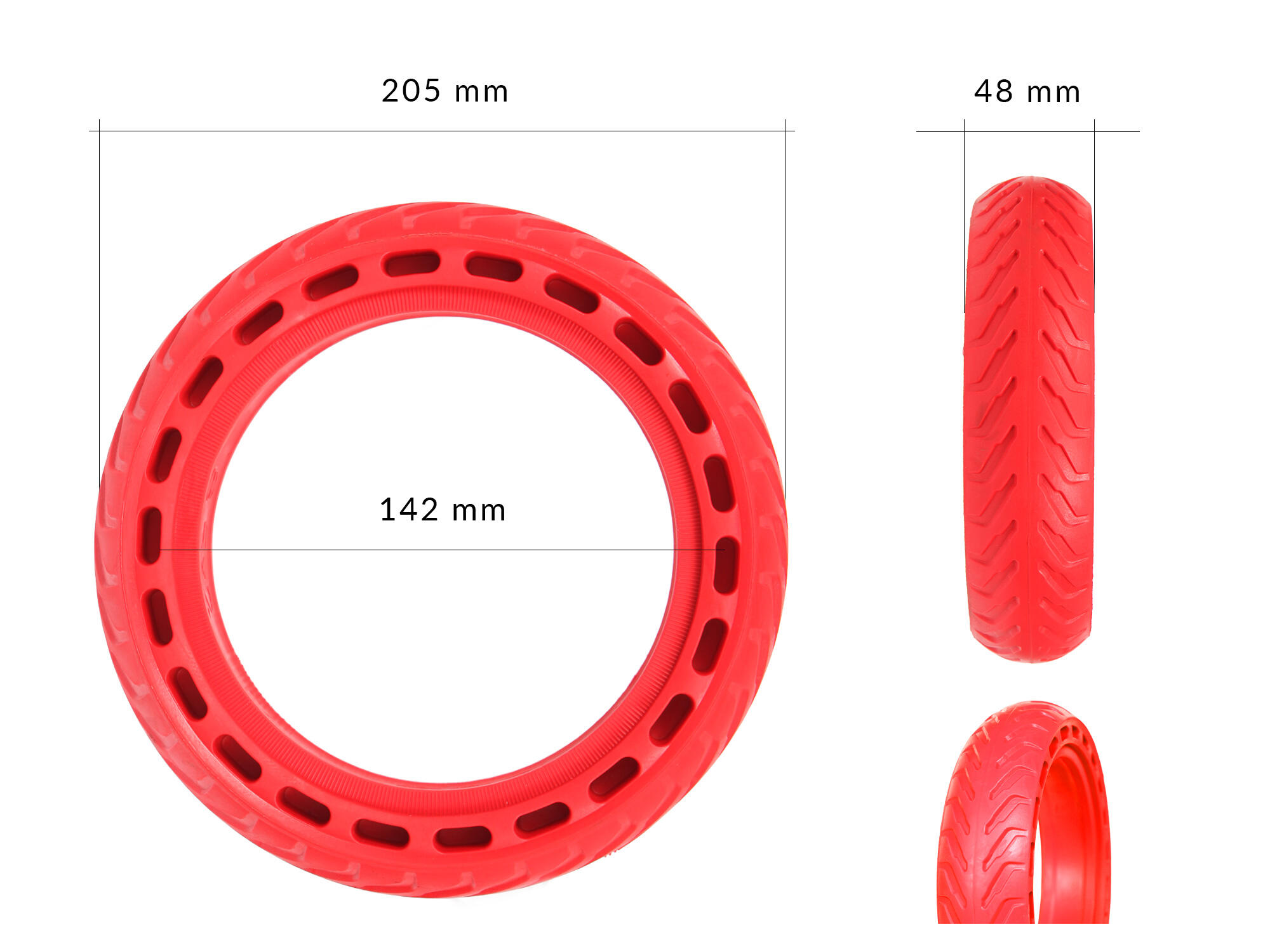 Opona bezdętkowa solid 8 1/2x2 hulajnoga elektryczna XIAOMI Motus Czerwona 2/3
