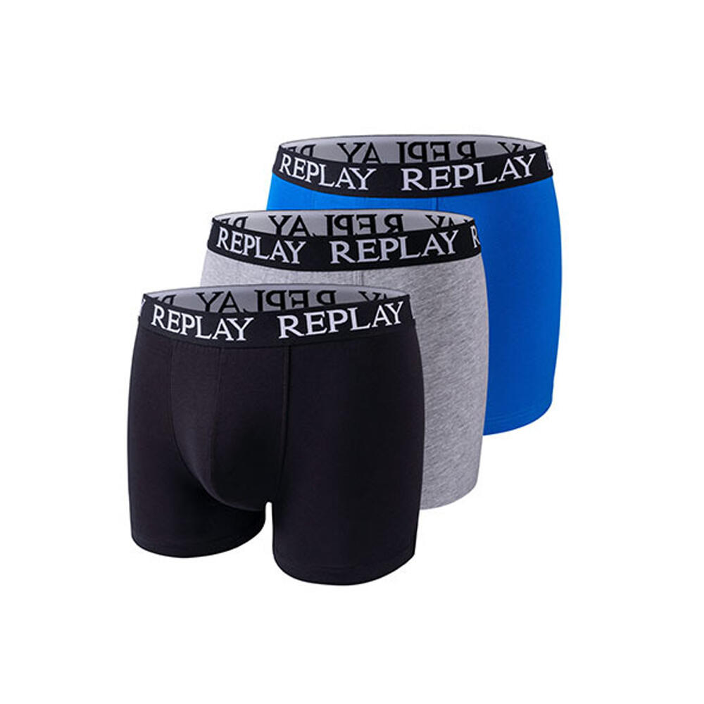 Mens Logo Boxer Shorts (Pack of 3) (Black/Grey Melange/Turquoise)