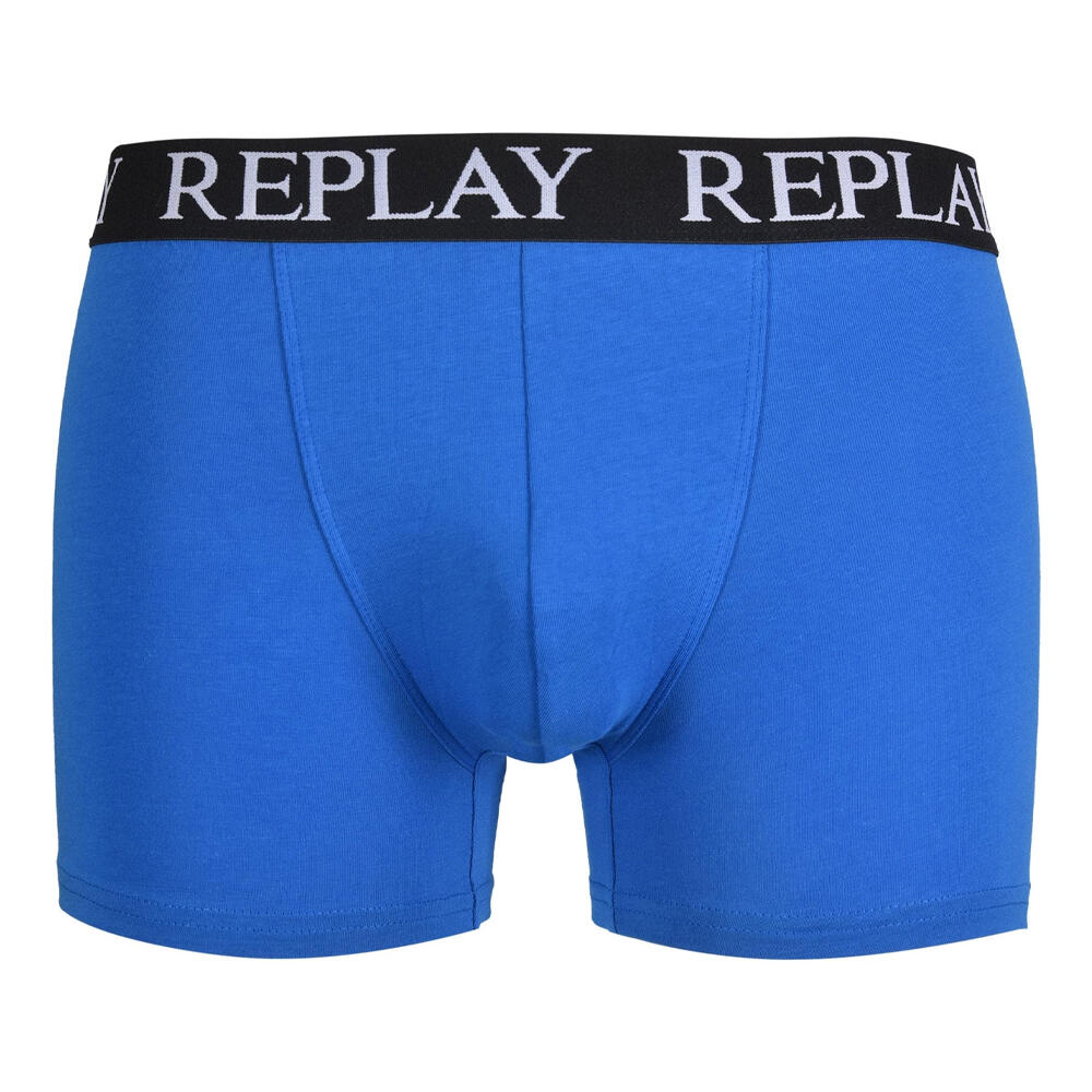 Boxer Logo Uomo Misura Confezione 3 Replay Nero Grigio Melange Turchese 2/3