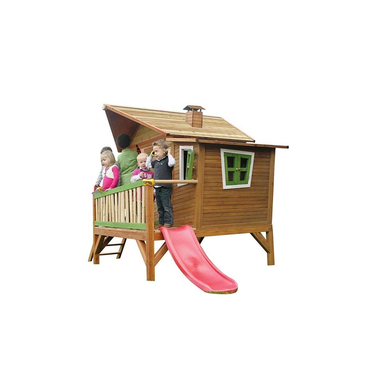 AXI Maisonnette EMMA Brun vert avec toboggan Rouge 3/3