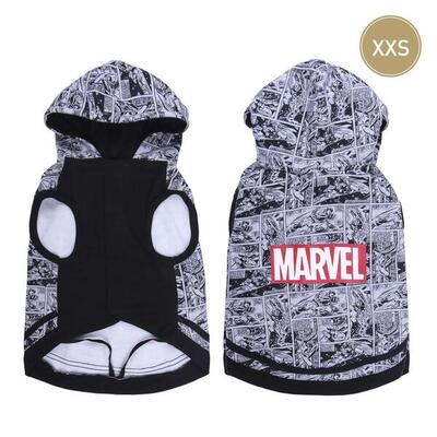 Felpa con cappuccio Marvel Dog in tessuto morbido grigia e nera
