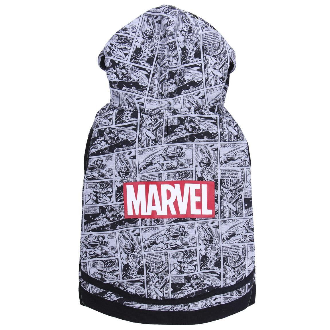 Sweat à capuche Marvel pour chien, gris et noir, pull en maille douce avec 2/6