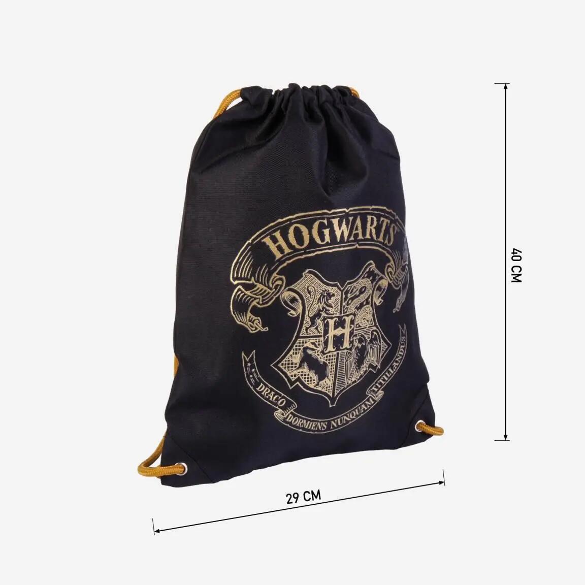 Zaino con coulisse per bambini di Harry Potter a tema Hogwarts, nero 4/4