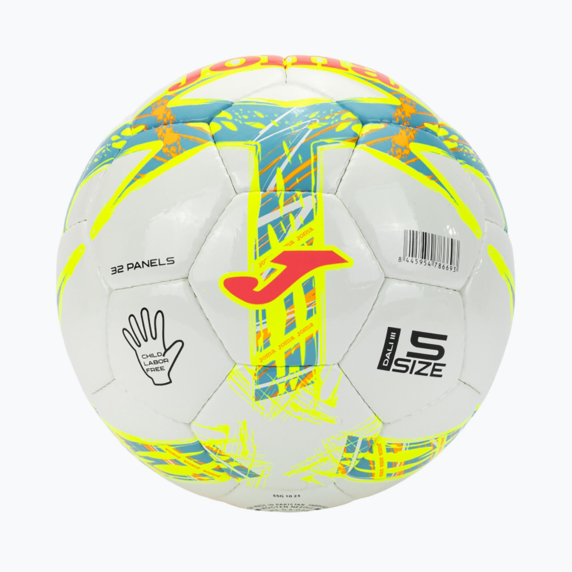 Balón de fútbol Joma Dali III fluor turquesa/fluor coral talla 3 2/3