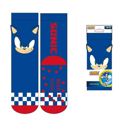 Chaussettes Cozy Sonic douces en polyester antidérapant pour enfants - Bleues