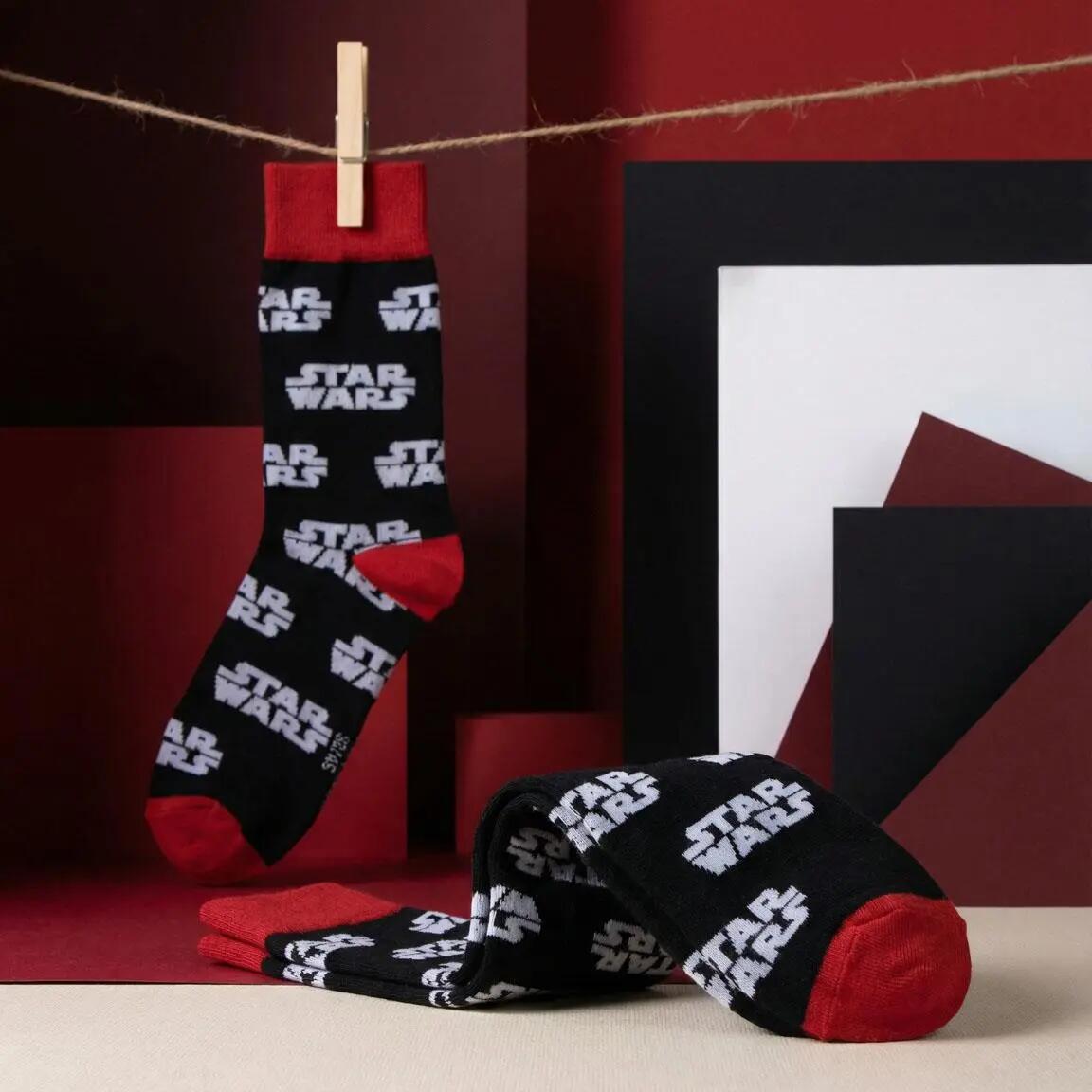 Star Wars Socken für Erwachsene, weiche und atmungsaktive Baumwolle, Schwarz 6/7