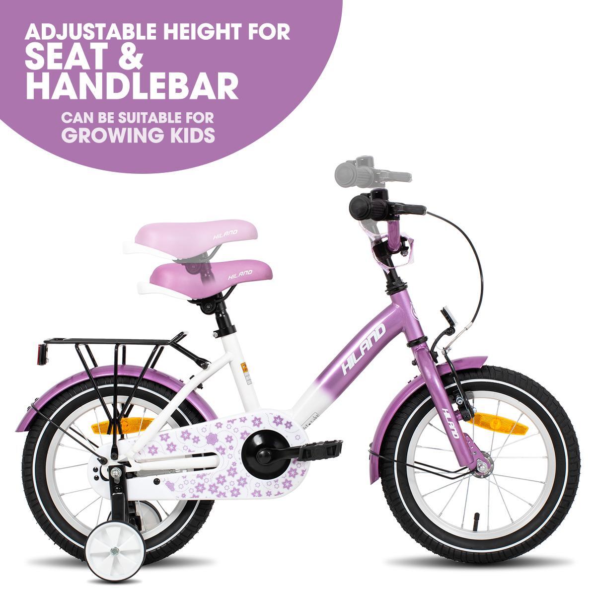 Fille vélo vélo enfant 12/14/16", roulettes, double frein, porte-bagages 3/6