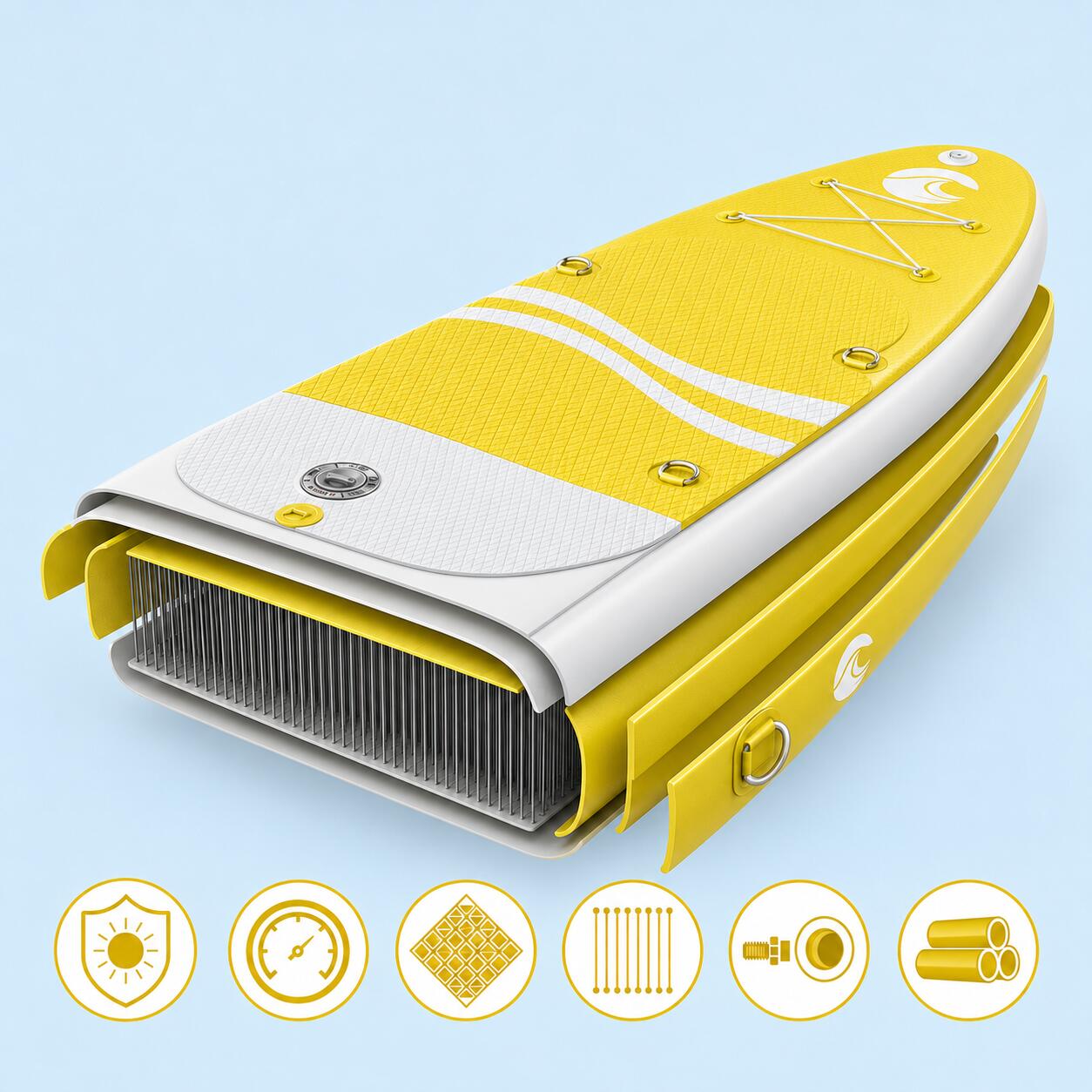 Prancha SUP OZEAN 305 cm insuflável - Paddle + 11 acessórios Amarelo 7/8
