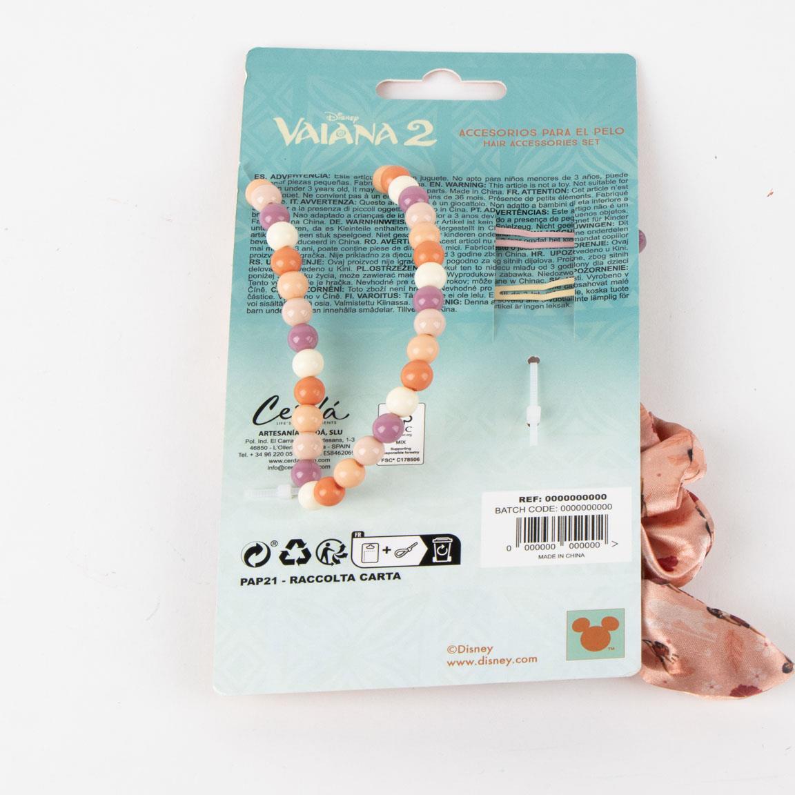 Vaiana 2 Kinder-Haaraccessoire-Set mit korallenfarbenem Satin-Haargummi 3/3
