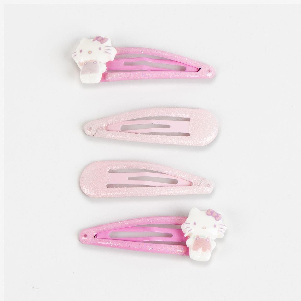 Ensemble d'accessoires pour cheveux Hello Kitty roses pour enfants avec 4/4