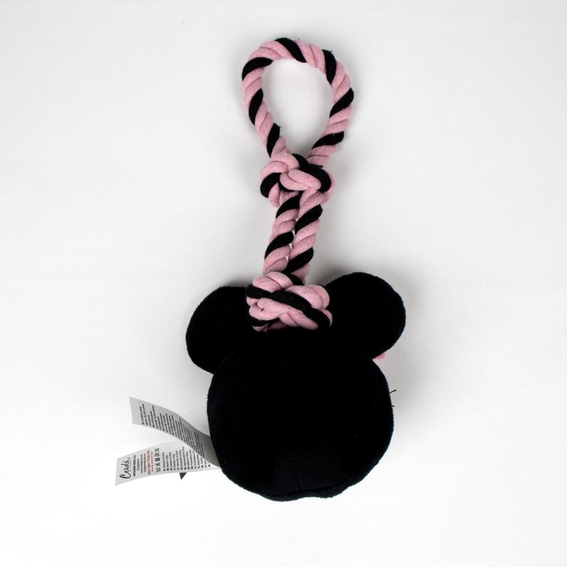 Minnie Mouse Hunde-Zahnspange, weich gewebt mit rosa und schwarzen Knoten 2/4
